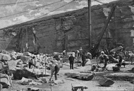 Photo: W. H. Grove, Brompton Road, S.W.  CONVICTS AT WORK IN THE DARTMOOR QUARRIES.