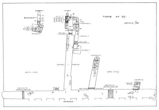 Image not available: PLAN OF TOMB Nº 37.  SCALE 1/167