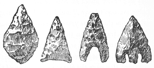 four arrowheads of different shapes