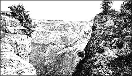 A View through rock opening across the Grand Barranca of the Urique