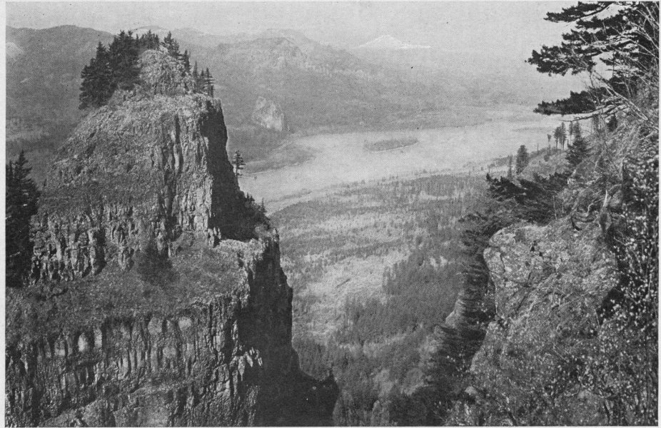 Saint Peter’s Dome and Columbia River. Mount Adams in Far Distance.