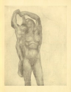 A large human figure lifting up a smaller human figure.