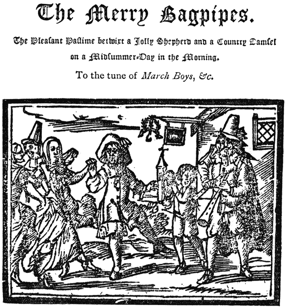   The Merry Bagpipes. |   The Pleaſant Paſtime betwixt a Jolly Shepherd and a  Country Damſel on a Midſummer-Day in the Morning. |   To the tune of March Boys, &c.