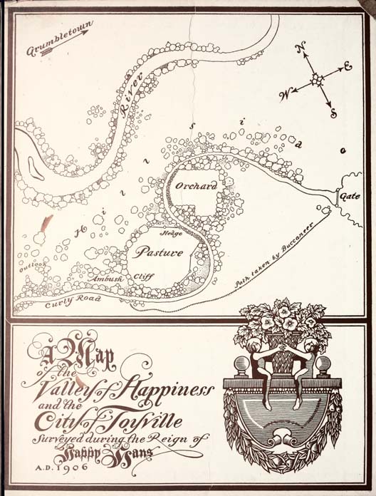  A Map of the Valley of Happiness and the City of Toyville Surveyed during the Reign of Happy Hans  A.D. 1906