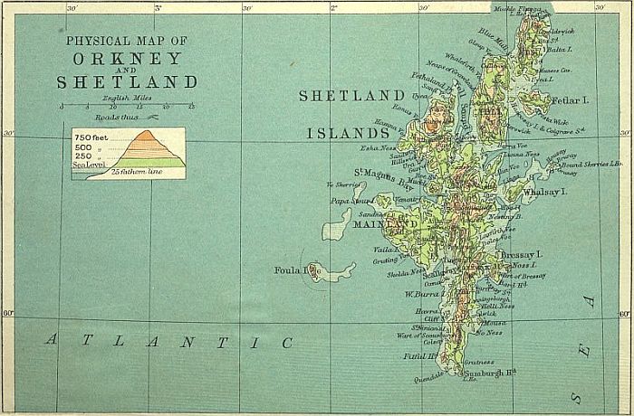 PHYSICAL MAP OF SHETLAND