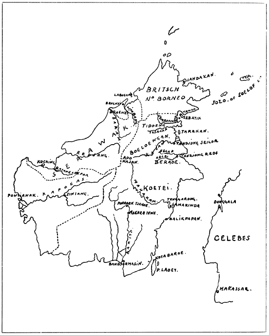 Overzichtskaartje van Borneo.