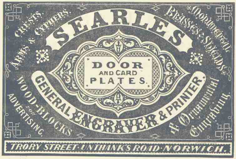 Searles door and card plates etc., Trory Street, Unthank’s Road, Norwich