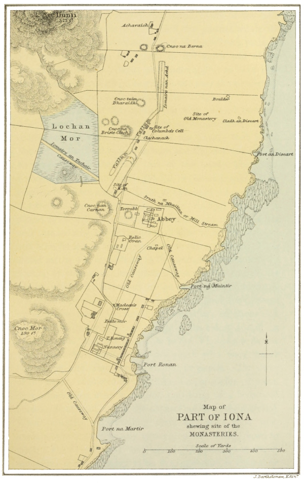 Map of Part of Iona shewing site of the Monasteries