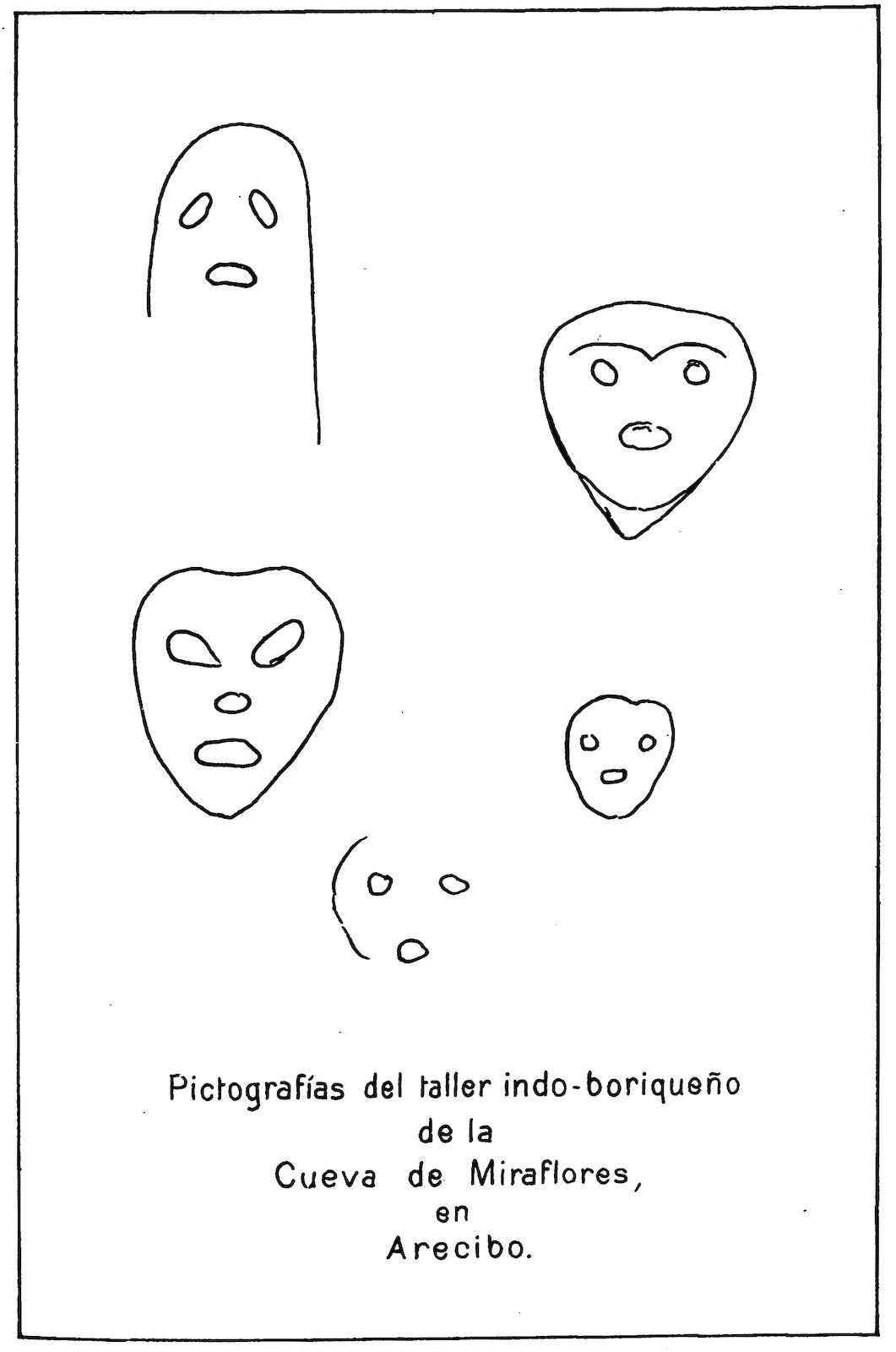 Pictografías del taller indo-boriqueño de la Cueva de Miraflores, en Arecibo.