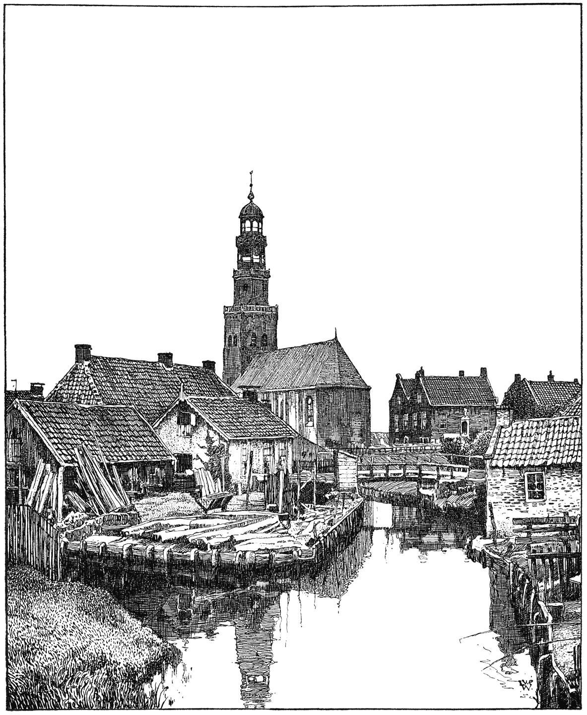 Kerk en toren van Hindeloopen.