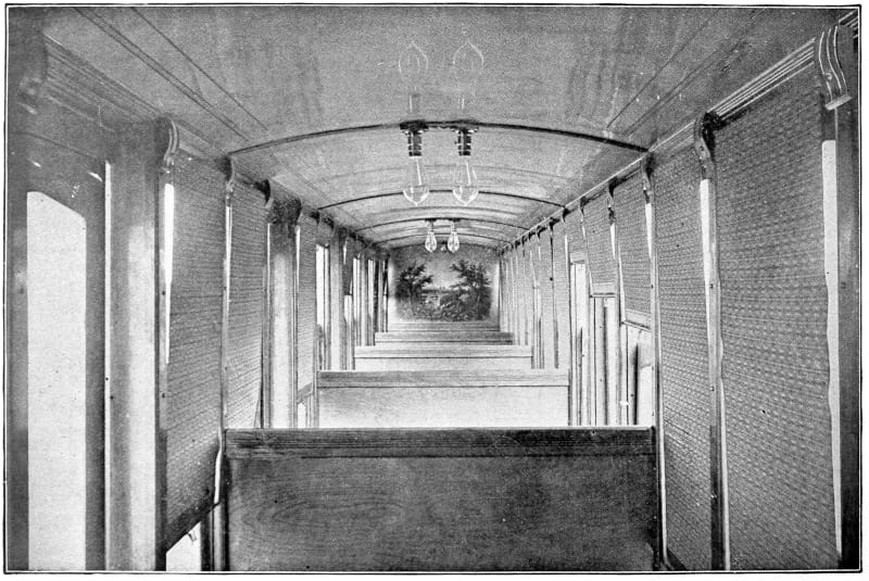 Bench seats in a rail car