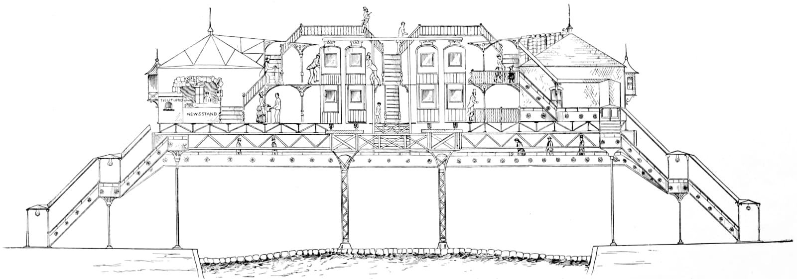 Railroad station cross section.