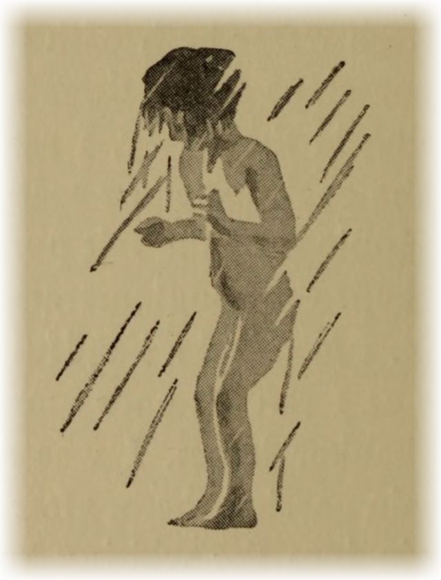 girl standing in a rain shower