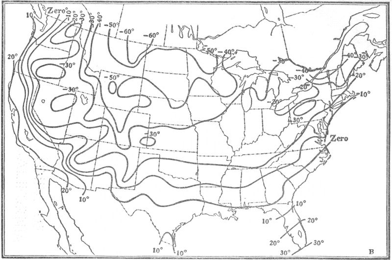 USA low temperatures