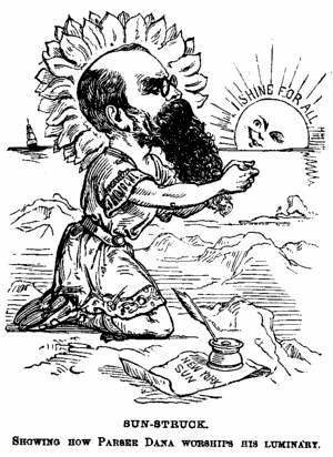 [Illustration: SUN-STRUCK.       SHOWING HOW PARSEE DANA WORSHIPS HIS LUMINARY.]