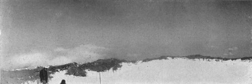 These views show the larger of the two comparatively
modern and small craters on the broad platform left by the explosion
which decapitated the Peak.