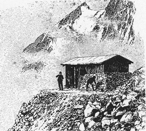 A climbers' cabin on one of the shoulders of Mount
Blanc.