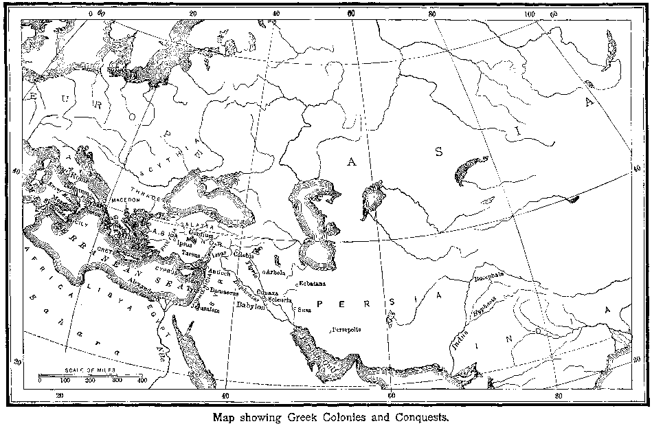 Map showing Greek Colonies and Conquests