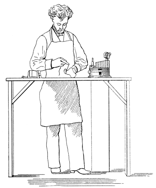 Checking the measurement of the last around the ball of the foot