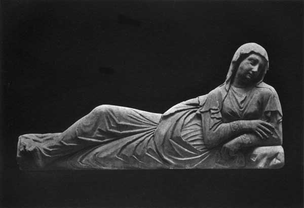 RECLINING FEMALE FIGURE FROM A TOMB

(After the School of Arnolfo di Lapo. Florence: Collection Bardini)