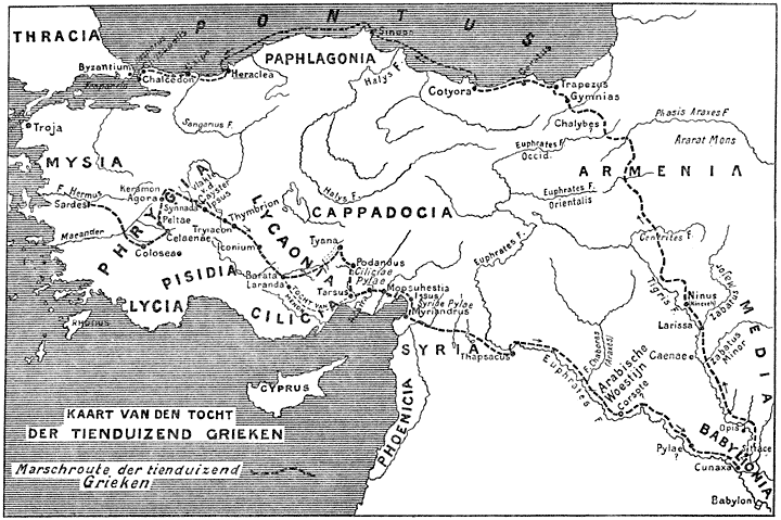 Kaart van den tocht der tienduizend Grieken