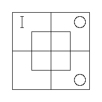 Diagram representing x m prime exists and y prime m prime does not exist