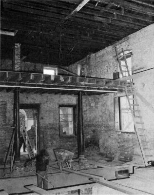 Interior of the gutted courthouse during restoration in
1966. Photo by Lee Hubbard.