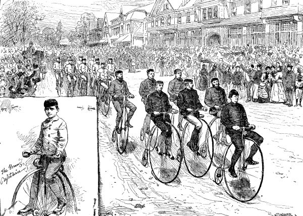 FIRST GRAND MEET OF AMERICAN WHEELMEN.—Drawn by W. P.
Snyder.