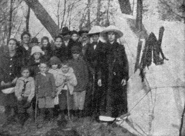 A PARTY OF VISITORS AT E. N. WOODCOCK'S CAMP ON THE BANKS OF THE ETAWAH RIVER AT DIKES CREEK, GA.