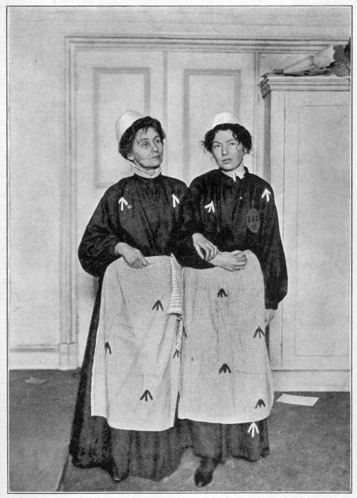 MRS. PANKHURST AND MISS CHRISTABEL PANKHURST IN PRISON
DRESS