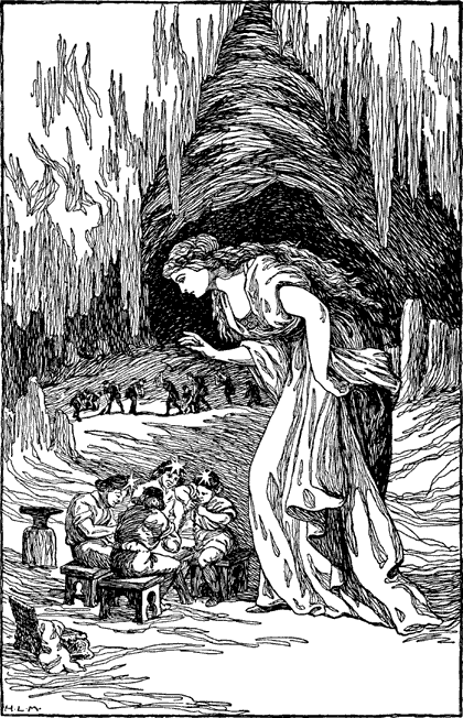 FREYJA IN THE CAVE OF THE DWARFS.