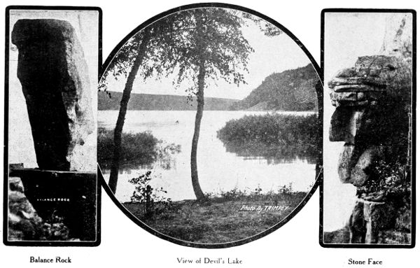 Balance Rock, View of Devil's Lake, Stone Face