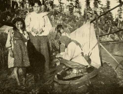 Indian Woman Repairing the Bidarka