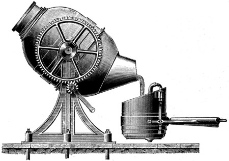 Side view of Bessemer converter