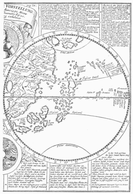 DOPPELMAYER'S ENGRAVING OF BEHAIM'S GLOBE, MUCH REDUCED.