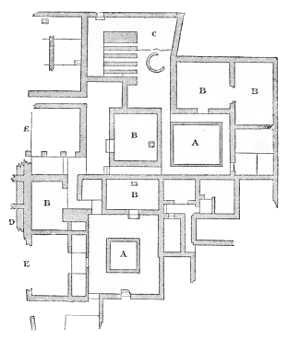 GROUND PLAN OF FIRST TOLTEC HOUSE UNEARTHED AT TULA
(FROM LEMAIRE).