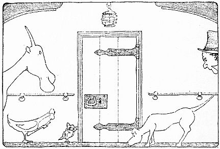 Animals listening at door