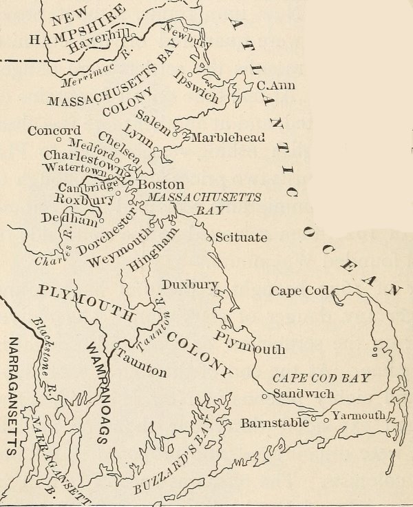 Early Settlements in Eastern Massachusetts.