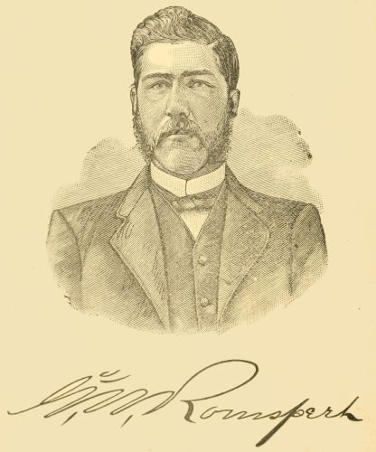 [Image unavailable:
Sketch of author George W. Romspert & signature.]