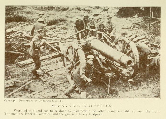 MOVING A GUN INTO POSITION.