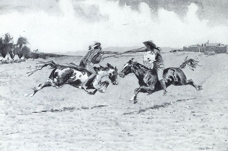 Duel with lances on horseback